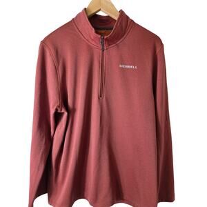 MERRELL Red Rust Textured 1/4 Zip Hiking Active Layer Pullover Shirt SZ M